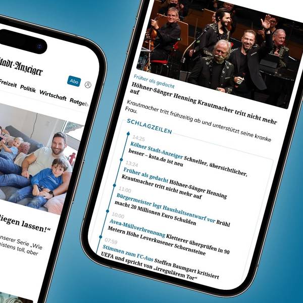 Zwei Iphone-Displays zeigen die digitale Ausgabe des „Kölner Stadt-Anzeiger“.