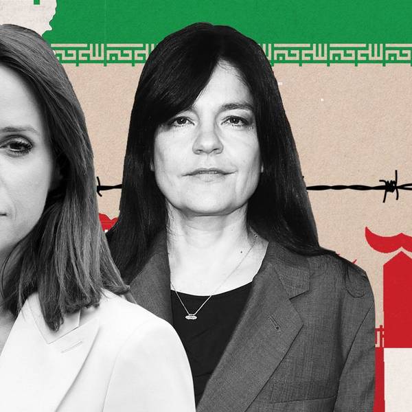 Bildkombination vor iranischer Flagge und Stacheldraht: Schauspielerin Jasmin Tabatabai und Journalistin Natalie Amiri über die Proteste im Iran und die Brutalität des Mullah-Regimes