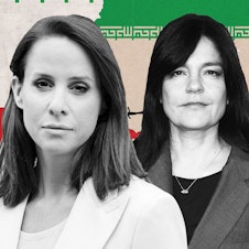 Bildkombination vor iranischer Flagge und Stacheldraht: Schauspielerin Jasmin Tabatabai und Journalistin Natalie Amiri    über die Proteste im Iran und die Brutalität des Mullah-Regimes