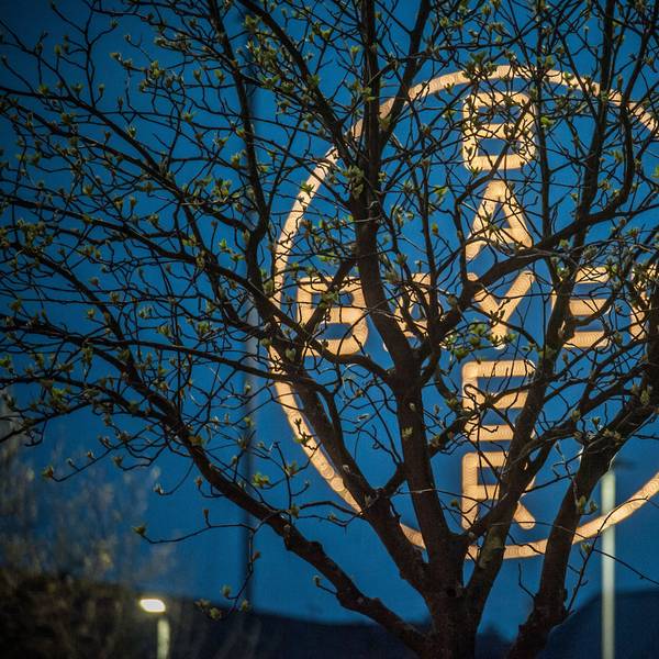 Das Bayer-Kreuz in Leverkusen bei Nacht. Der Konzern legte am Dienstag, 8. November 2022, seine Zahlen für das dritte Quartal vor.