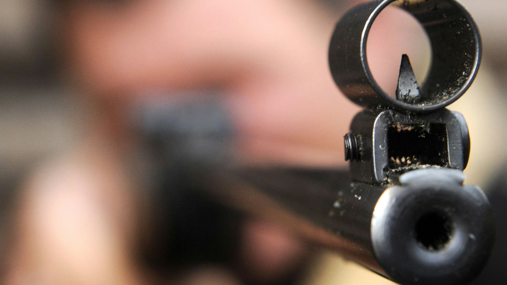 Blick auf das Zielrohr eines Luftgewehrs.