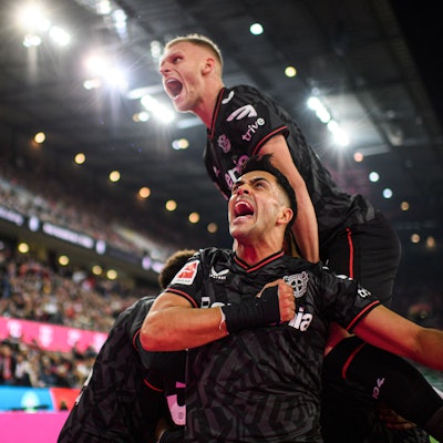 Torjubel von Bayer 04 Leverkusens Nadiem Amiri in Köln