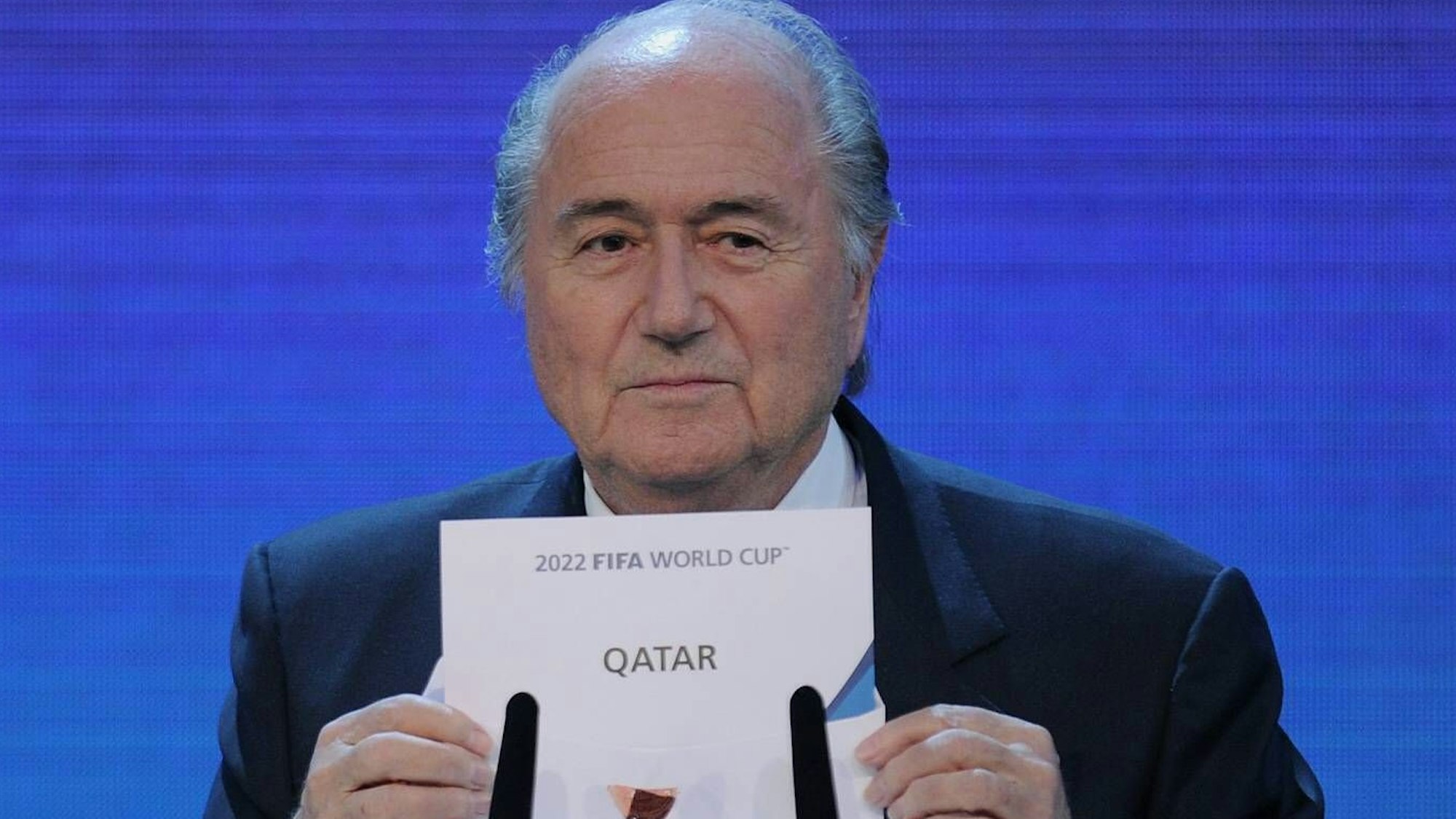 Sepp Blatter bei der Vergabe der Fußball-Weltmeisterschaften 2018 und 2022 im Jahr 2010