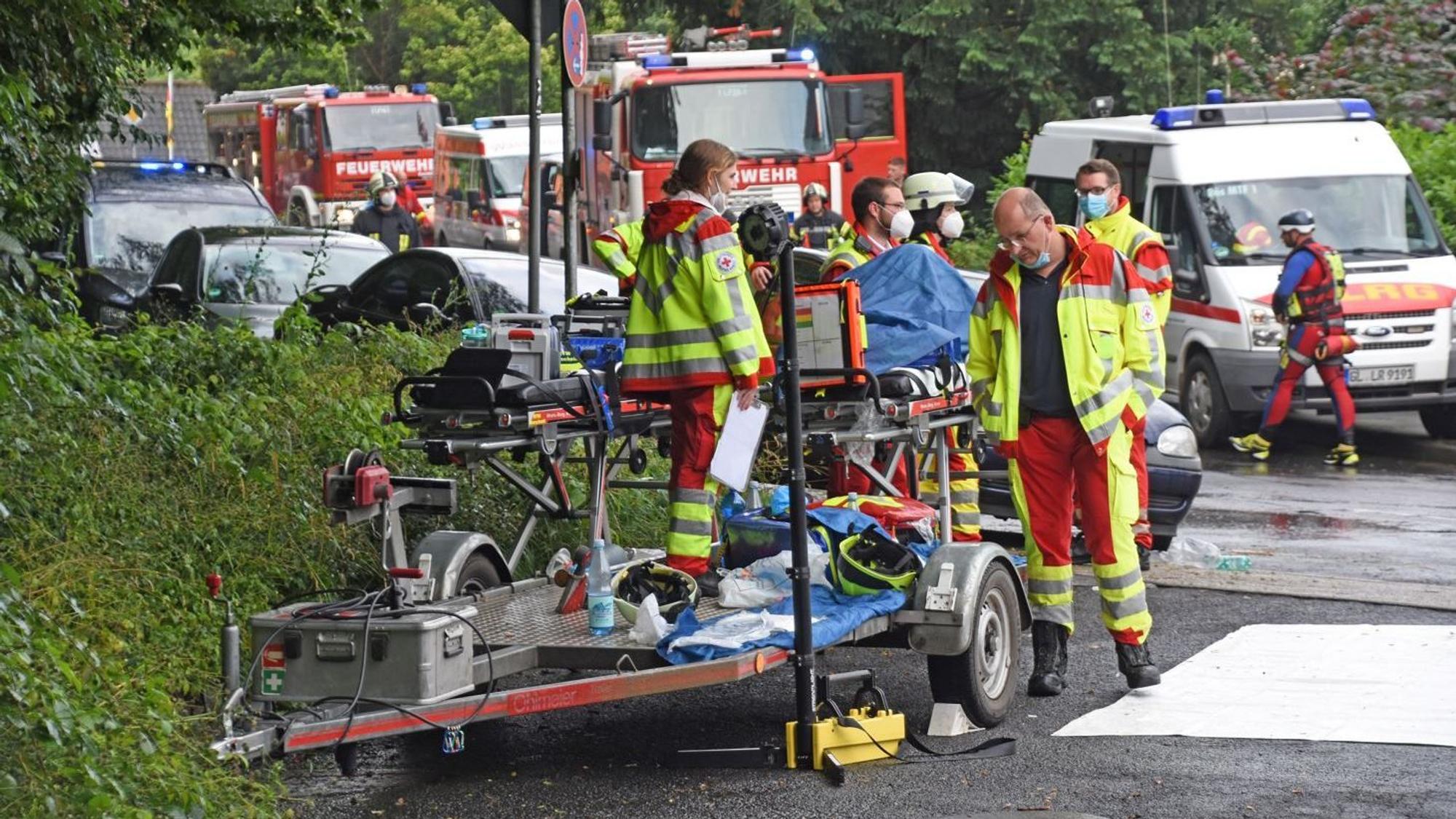 Das DRK Leichlingen beim Hochwasser-Einsatz im Juli 2021.