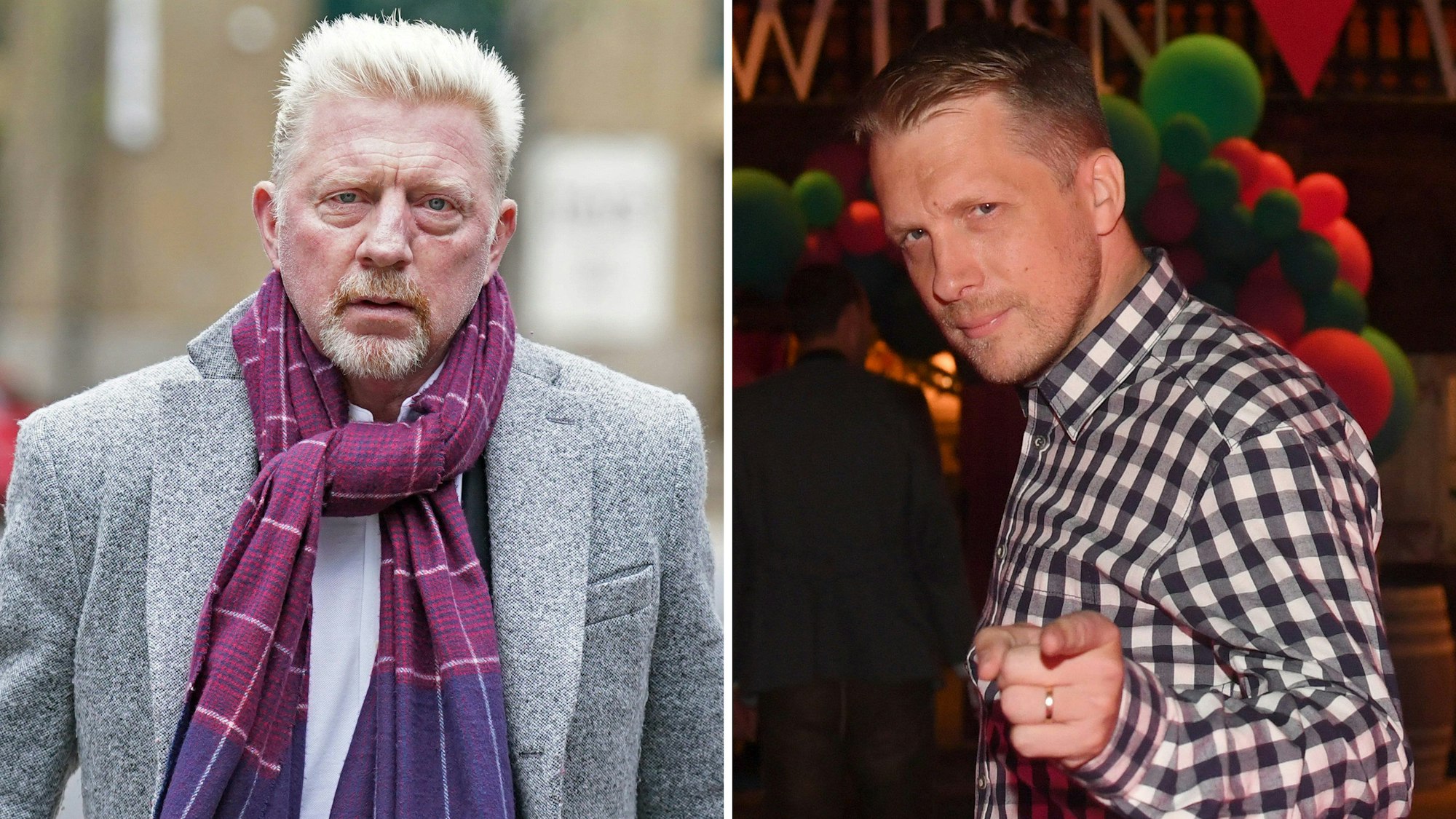 In einer Bilderkombination sind der ehemalige Tennis-Profi Boris Becker und Comedian Oliver Pocher zu sehen.