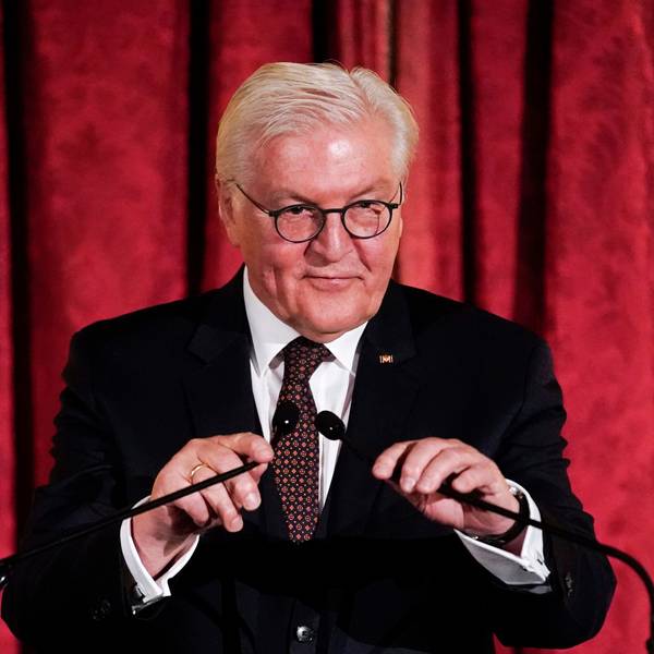 Bundespräsident Frank-Walter Steinmeier bei einer Rede, nachdem er den Henry- Kissinger-Preis in News York bekommen hat.