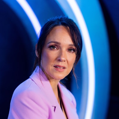 Carolin Kebekus, TV-Entertainerin, steht im Studio der «Carolin Kebekus Show» im Studio König.