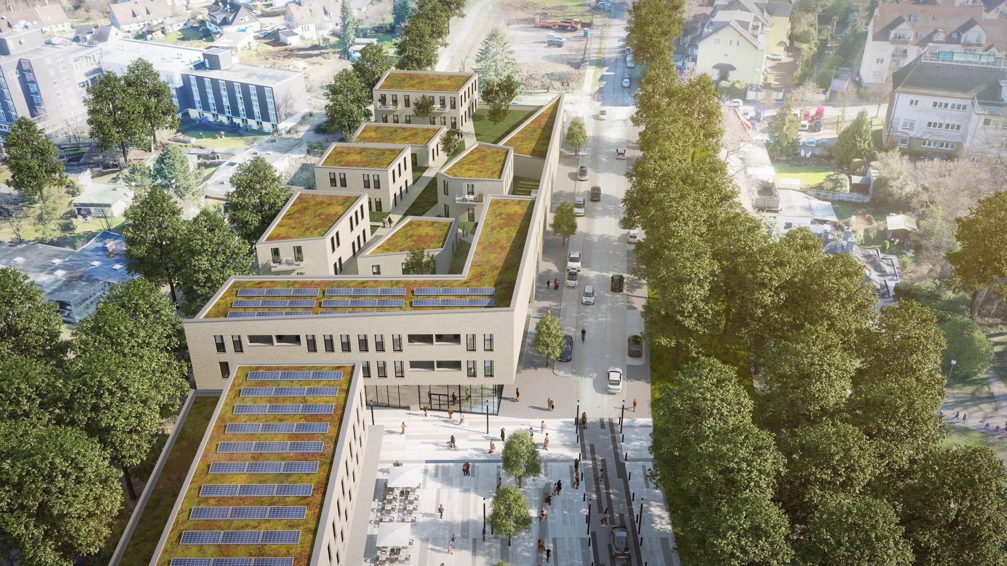 Skizze des geplanten Montanus-Quartiers in Burscheid aus der Vogelperspektive