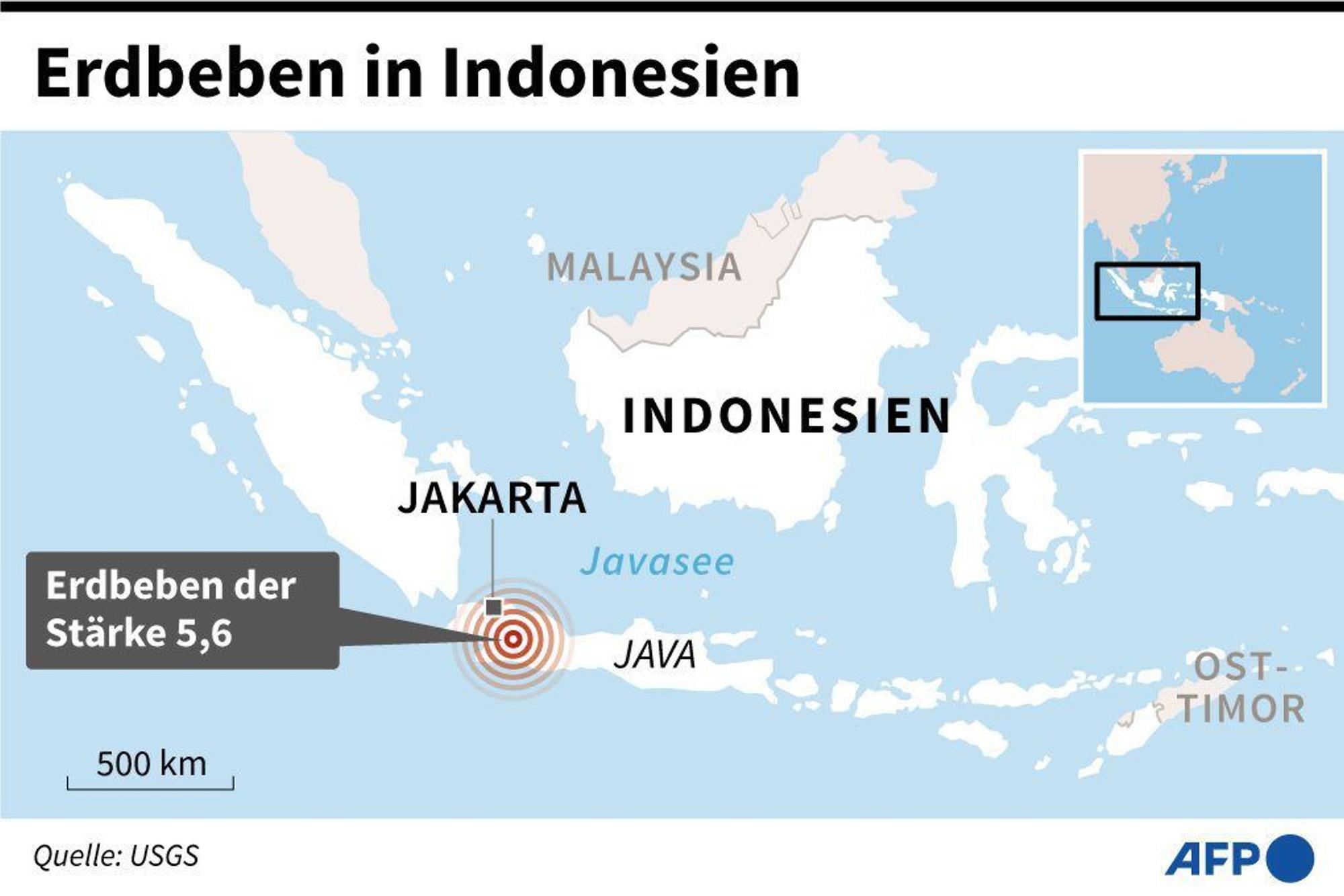 Auf einer Karte von Indonesien ist der Ort des Erdbebens zu sehen, bei dem mindesten 160 Menschen getötet wurden.