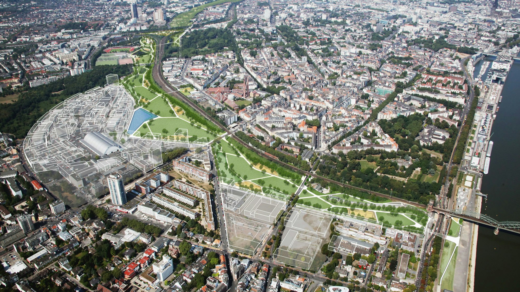 Die Visualisierung zeigt die geplante Parkstadt Süd.