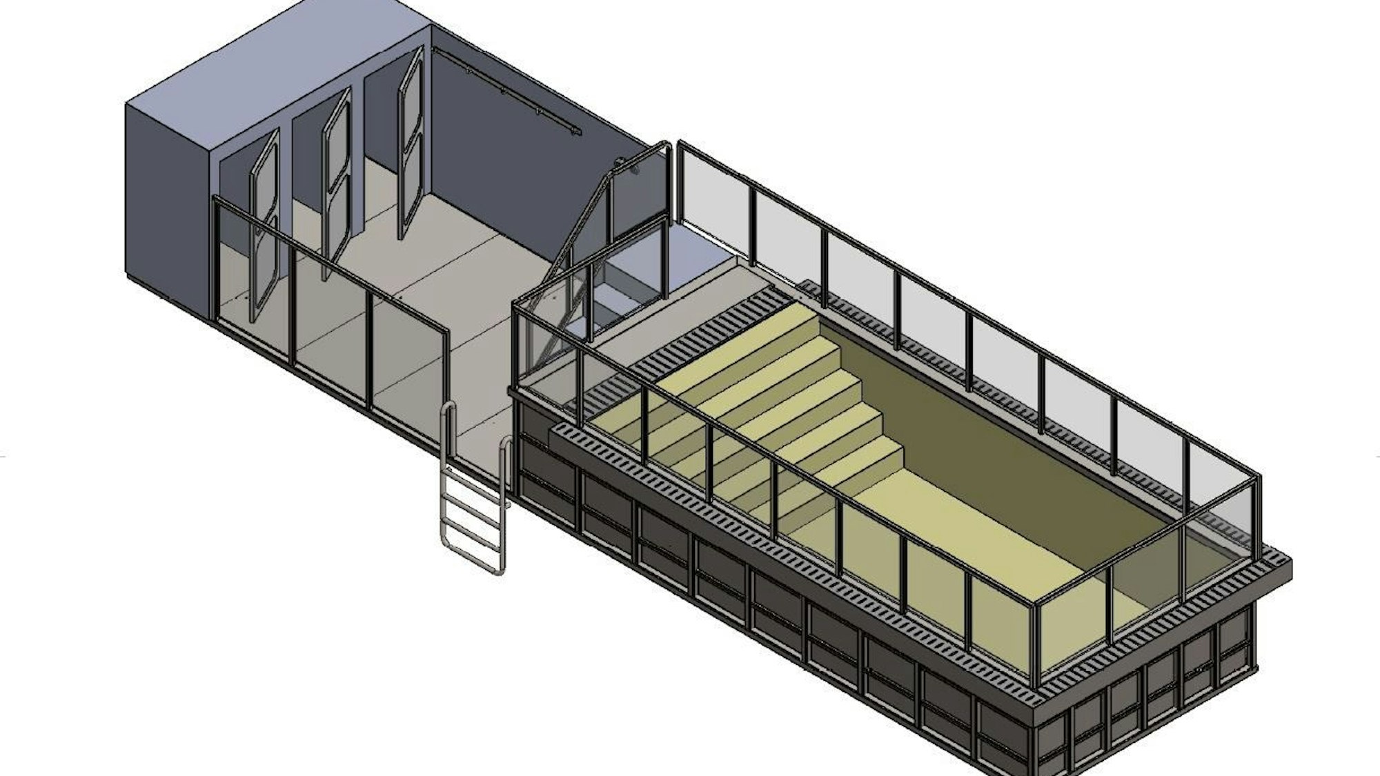 Technische Zeichnung eines Schwimmcontainers