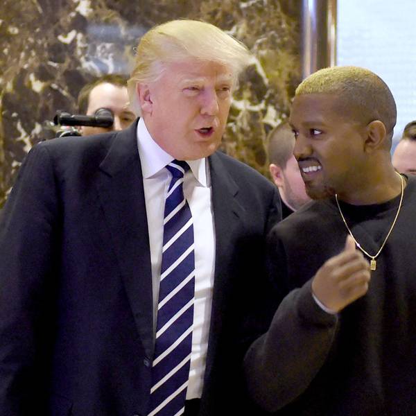 Ex-US-Präsident Donald Trump (l.) im Gespräch mit US-Rapper Kanye West.