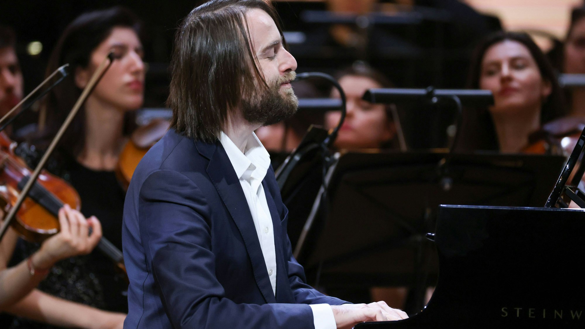 MOSCOW, RUSSIA - JANUARY 29, 2022: Russian pianist Daniil Trifonov performs at Tchaikovsky Concert Hall during a gala concert celebrating 100 years since the opening of the Moscow Philharmonic Society. Artyom Geodakyan/TASS PUBLICATIONxINxGERxAUTxONLY TS1209A6