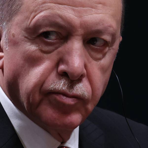Der türkische Präsident Recep Tayyip Erdoganin der Nahaufnahme während einer Pressekonferenz