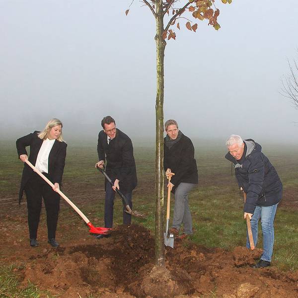 Bei Nebel pflanzte NRW-Ministerpräsident den 49. Baum zum Gedenken an die Flutopfer bei Blankenheimerdorf.