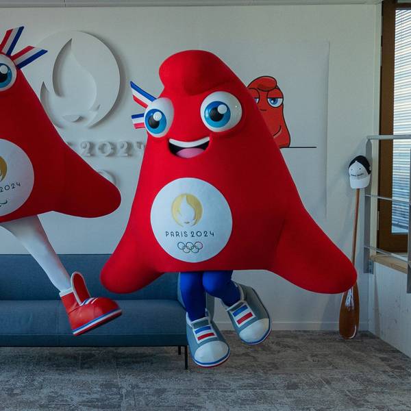 PARIS, FRANCE - NOVEMBER 10: The Phryges, modelled on phrygian caps, are unveiled as the mascots for the Paris 2024 Summer Olympic and Paralympic Games on November 10, 2022 in Paris, France. (Photo by Marc Piasecki/Getty Images)