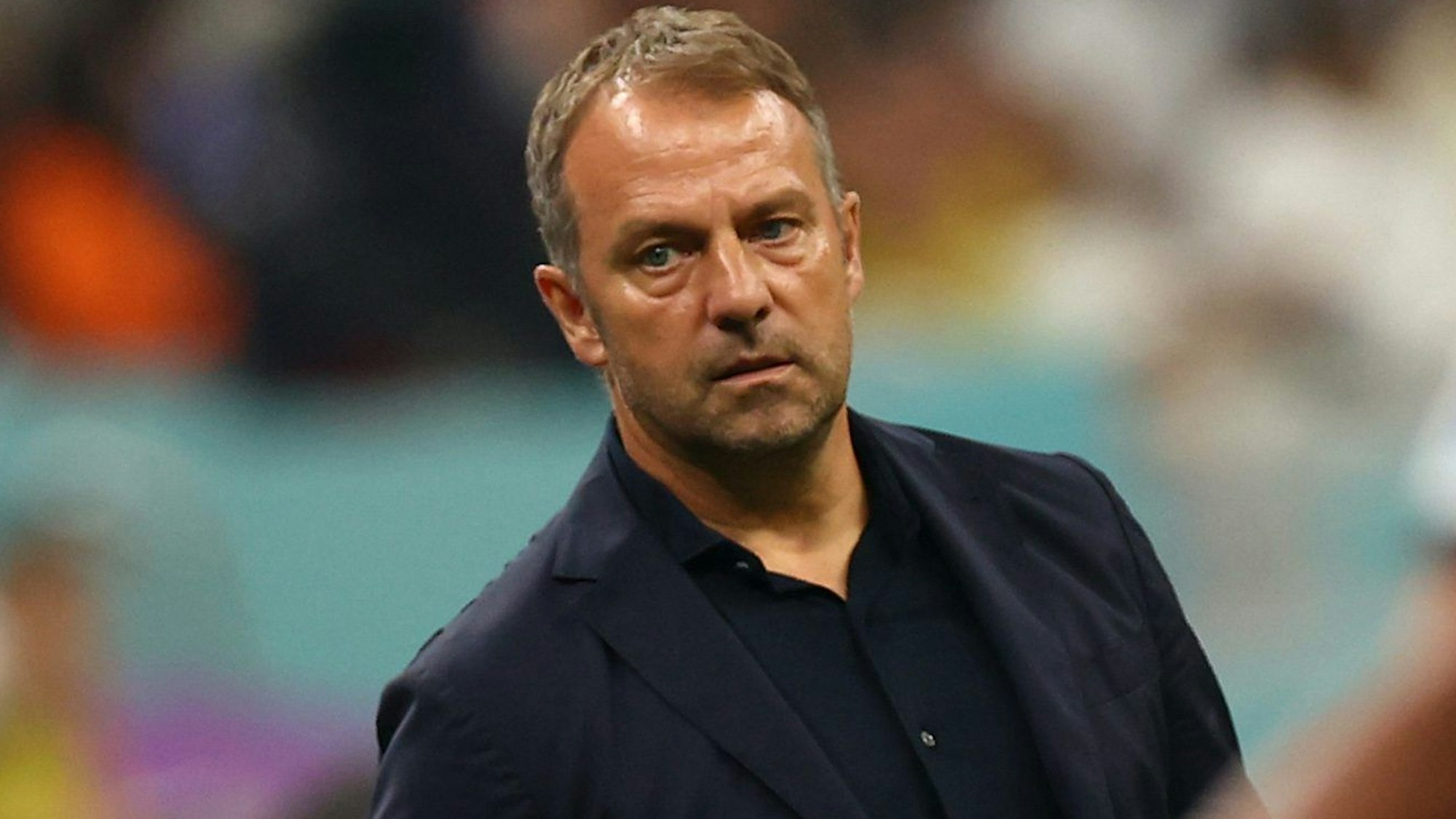 Deutschlands Trainer Hansi Flick an der Seitenlinie.