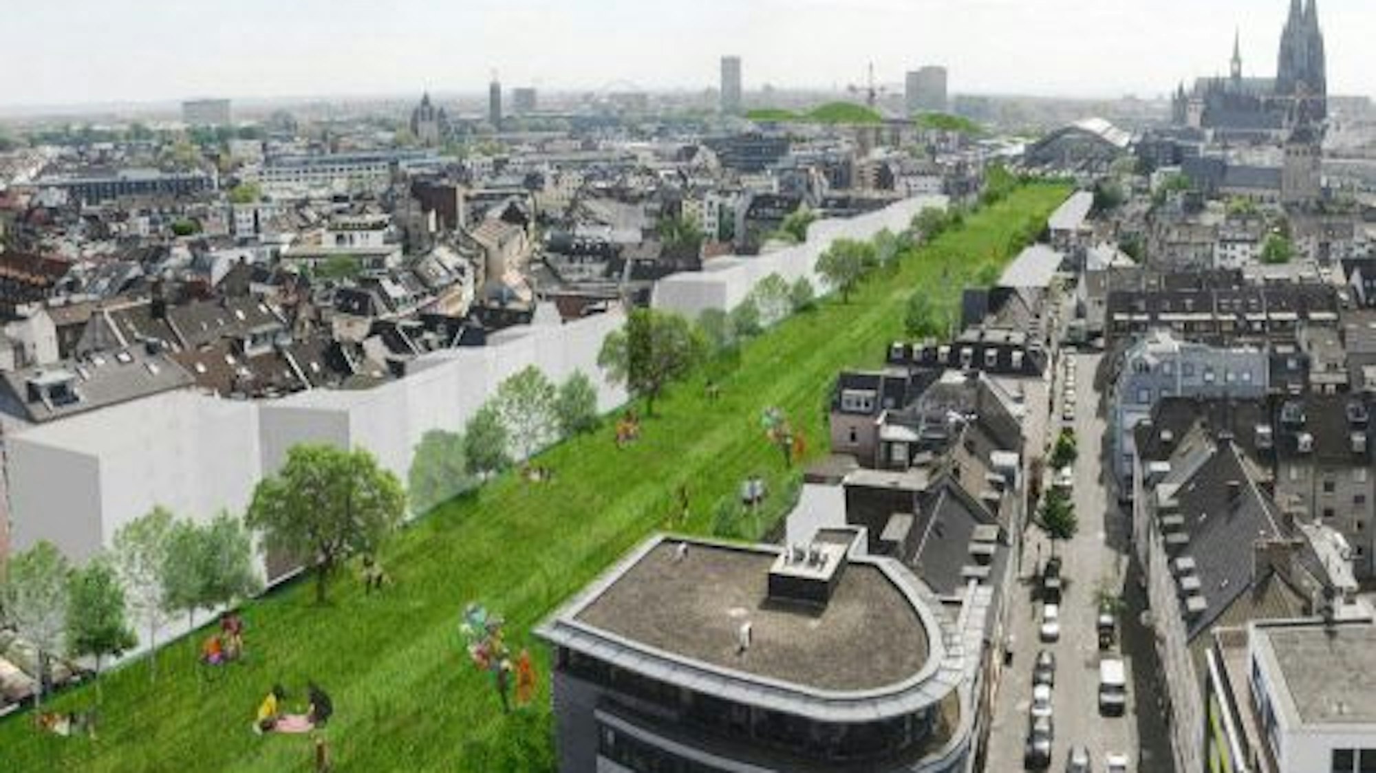 Animation von Paul Böhm: So stellt sich Böhm die Bahntrasse zum Hansaring vor.