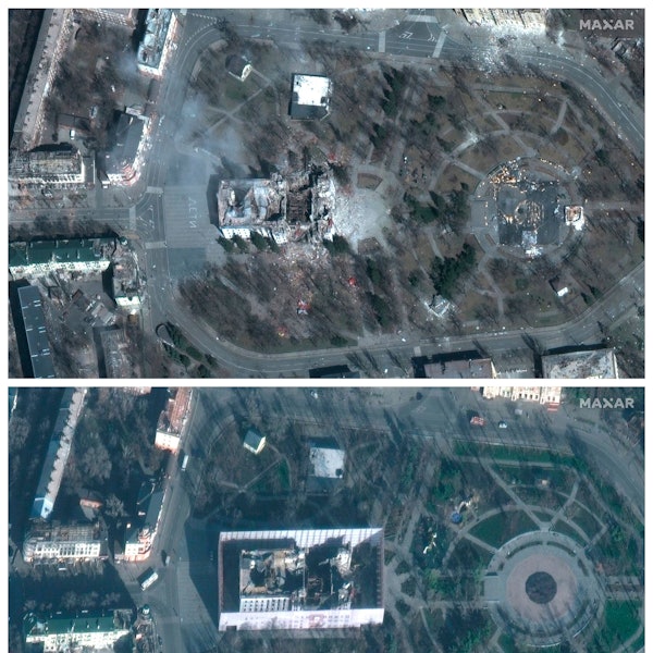 Das Theater von Mariupol auf einer Luftaufnahme vom 30. November 2022