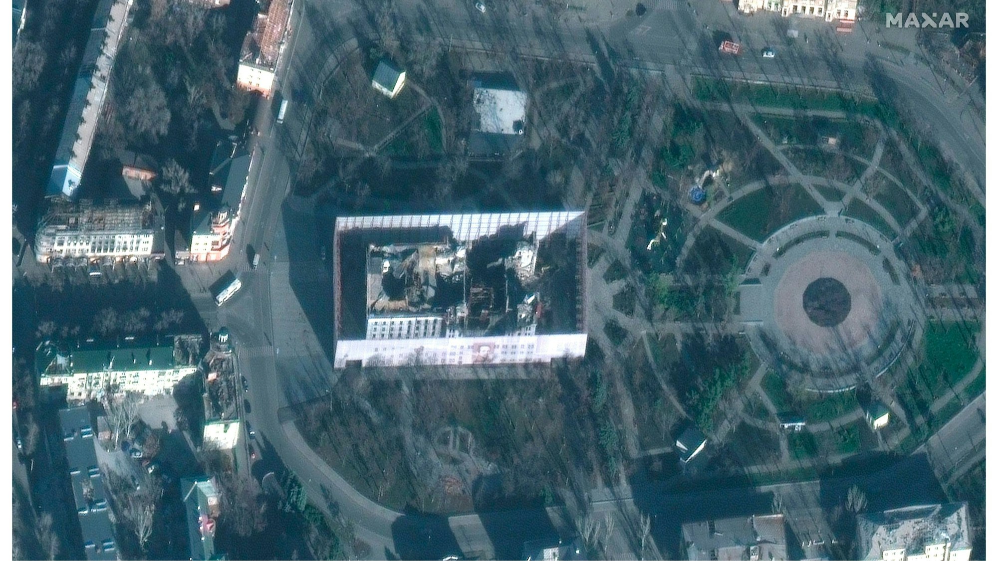 Das Theater von Mariupol auf einer Luftaufnahme vom 30. November 2022