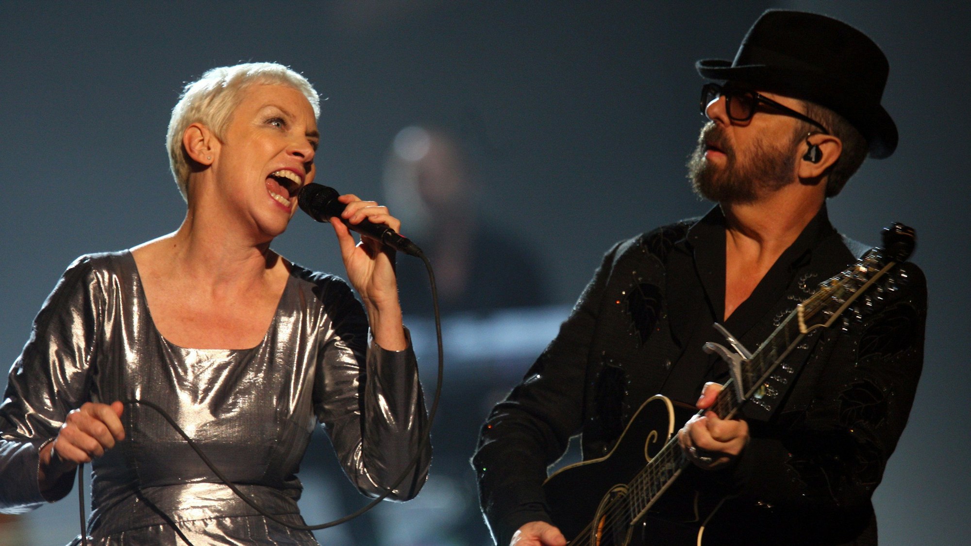 Annie Lennox and Dave Stewart von den Eurythmics 2014 in Los Angeles.