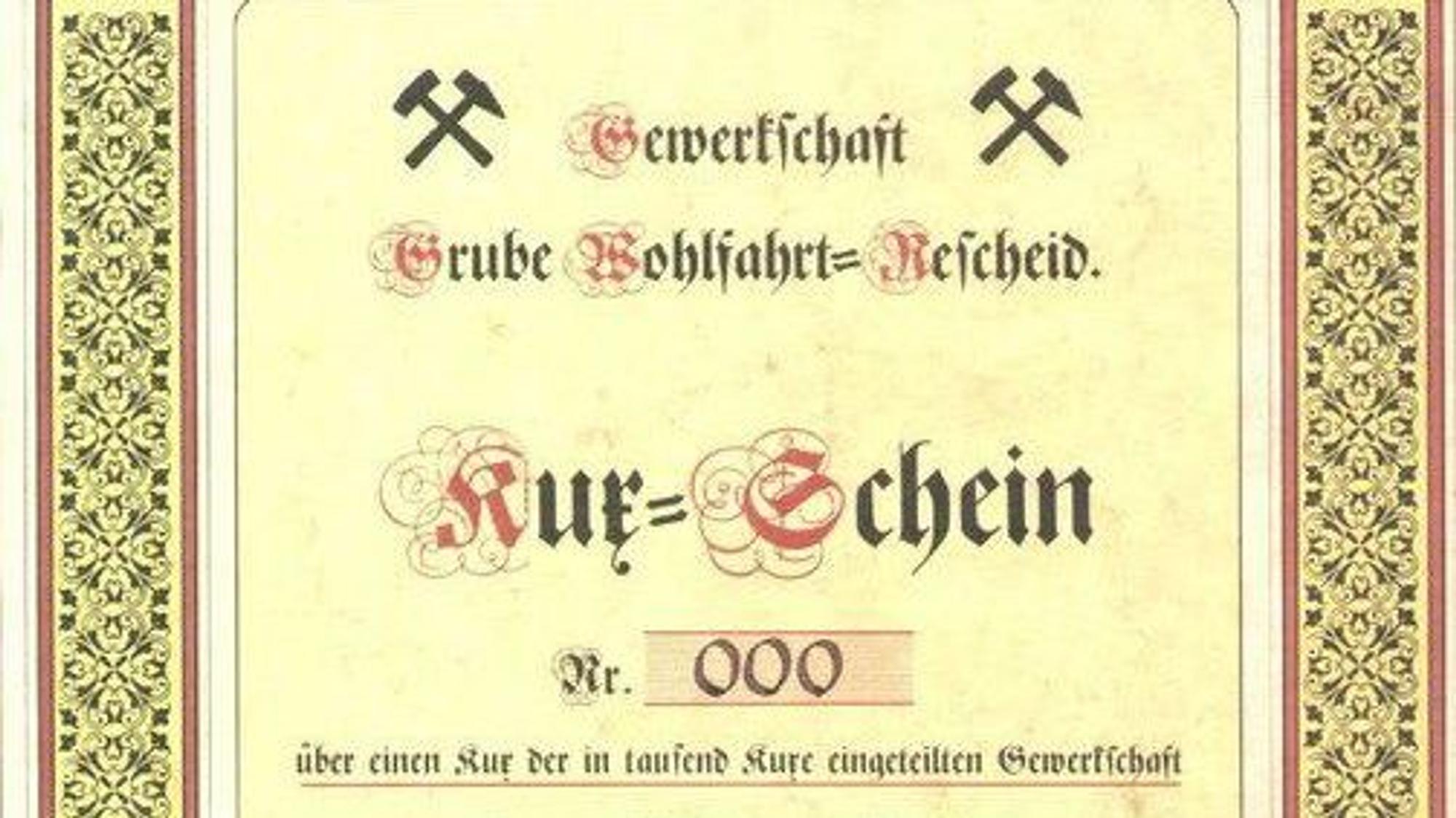 Kux-Ajktie der Grube Wohlfahrt