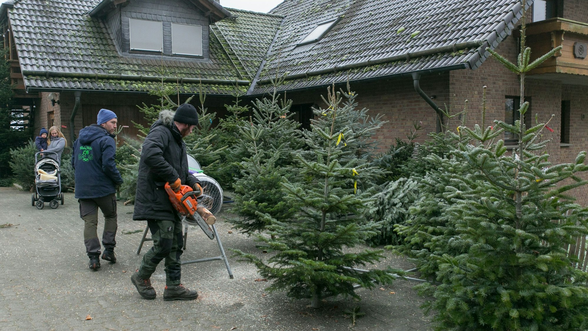 Weihnachtsbaumverkauf in Zimmerseifen auf dem Biohof Klein im Jahr 2022. (Archivbild)