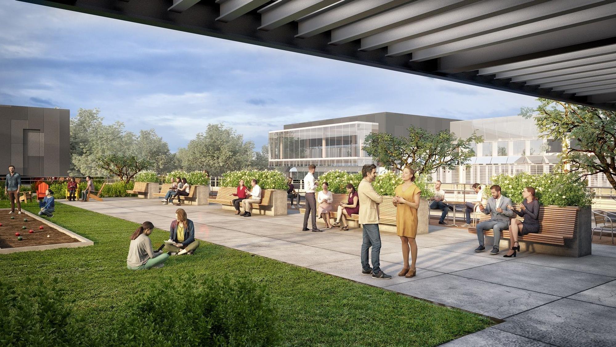 In einer Visualisierung hat Shell dargestellt, wie der „Energy Campus“ an der Bunsenstraße in Wesseling einmal aussehen könnte.