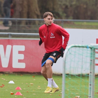Kölns Stürmer Tim Lemperle trainiert am Geißbockheim