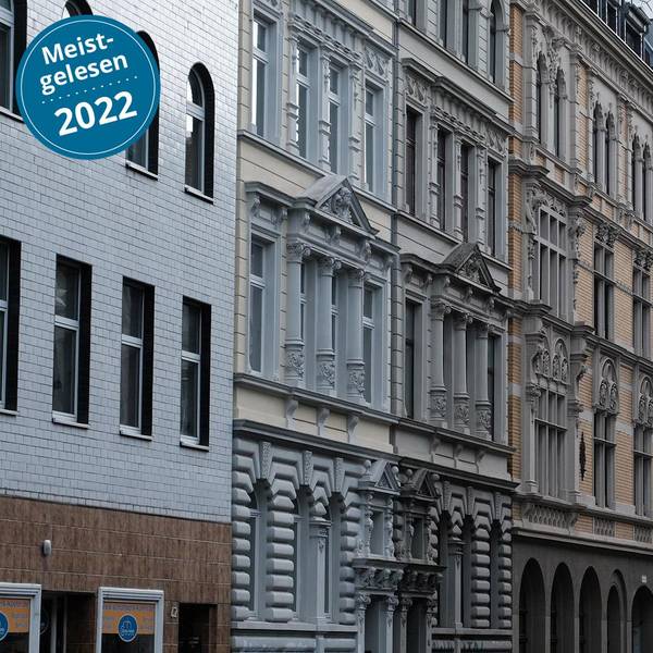 Straße mit Gründerzeithäusern, Blick auf den Dom