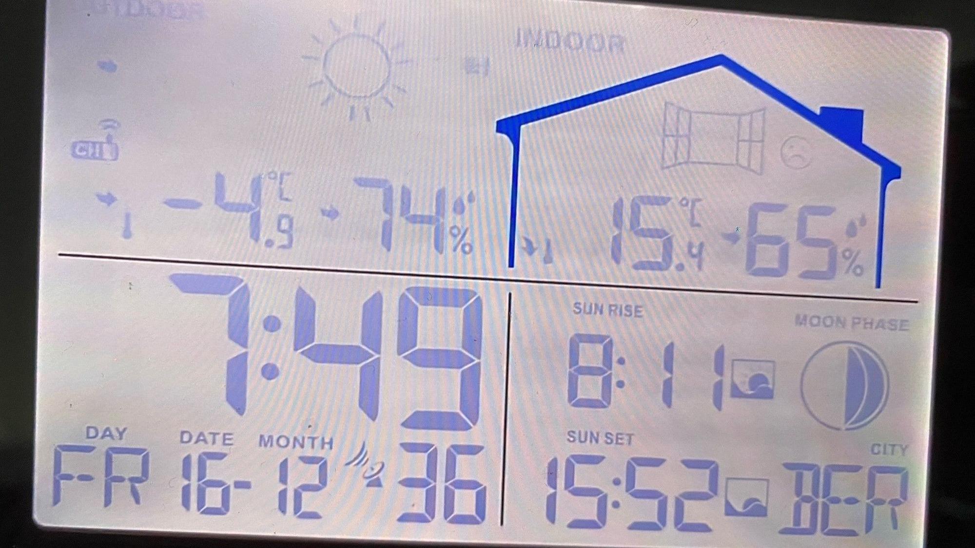 Die Temperaturanzeige in der Wohnung der Mieterin zeigt 15 Grad Raumtemperatur an.