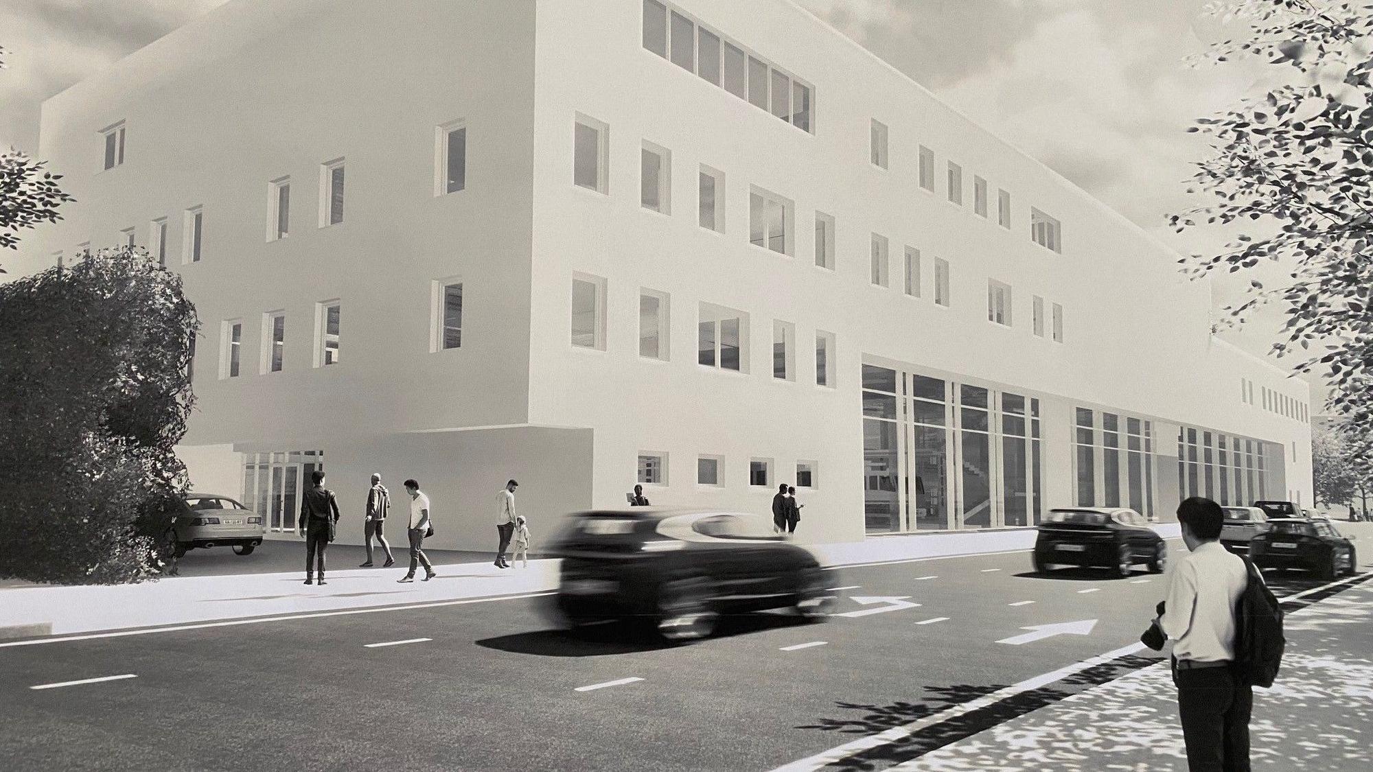 Eine Animation des Gebäudekomplexes der künftigen Brühler Feuerwache