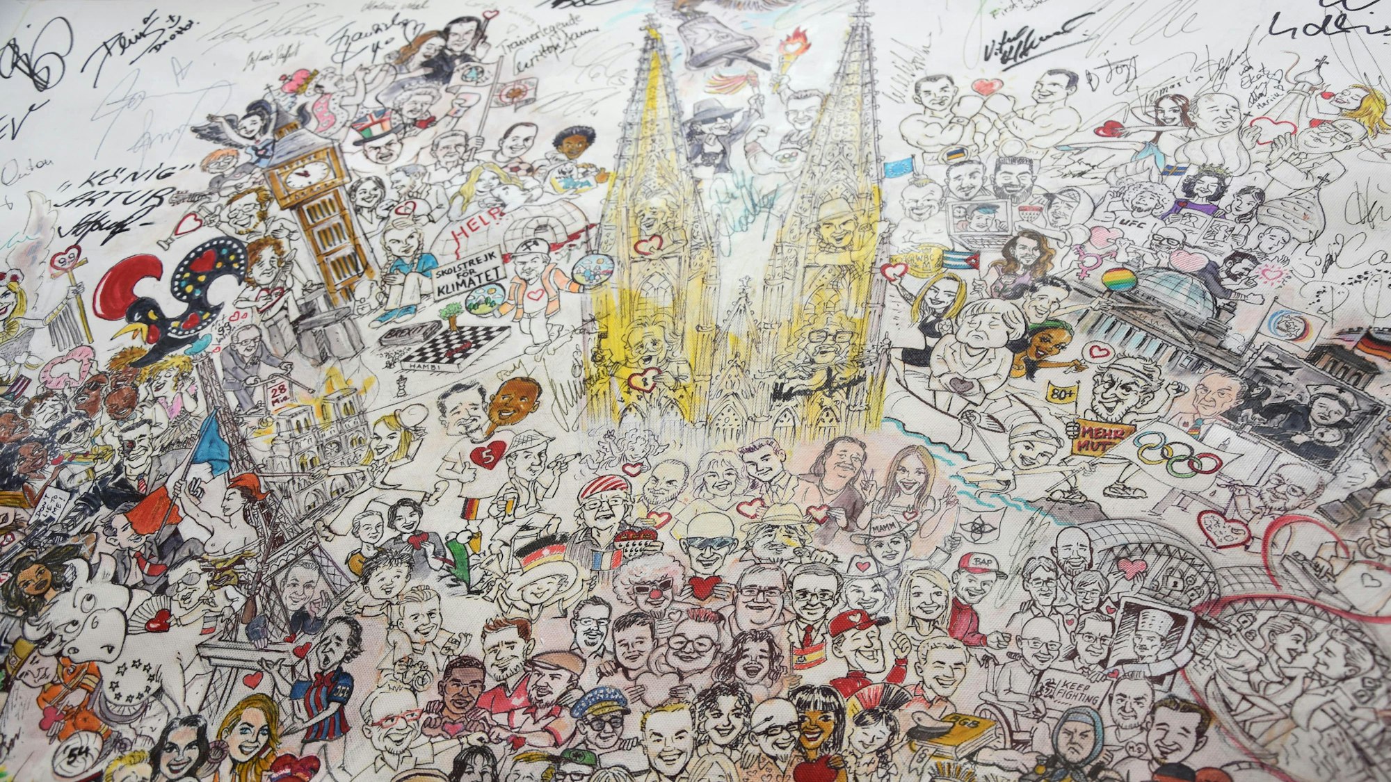 Das Wimmelbild mit Dom in der Mitte.