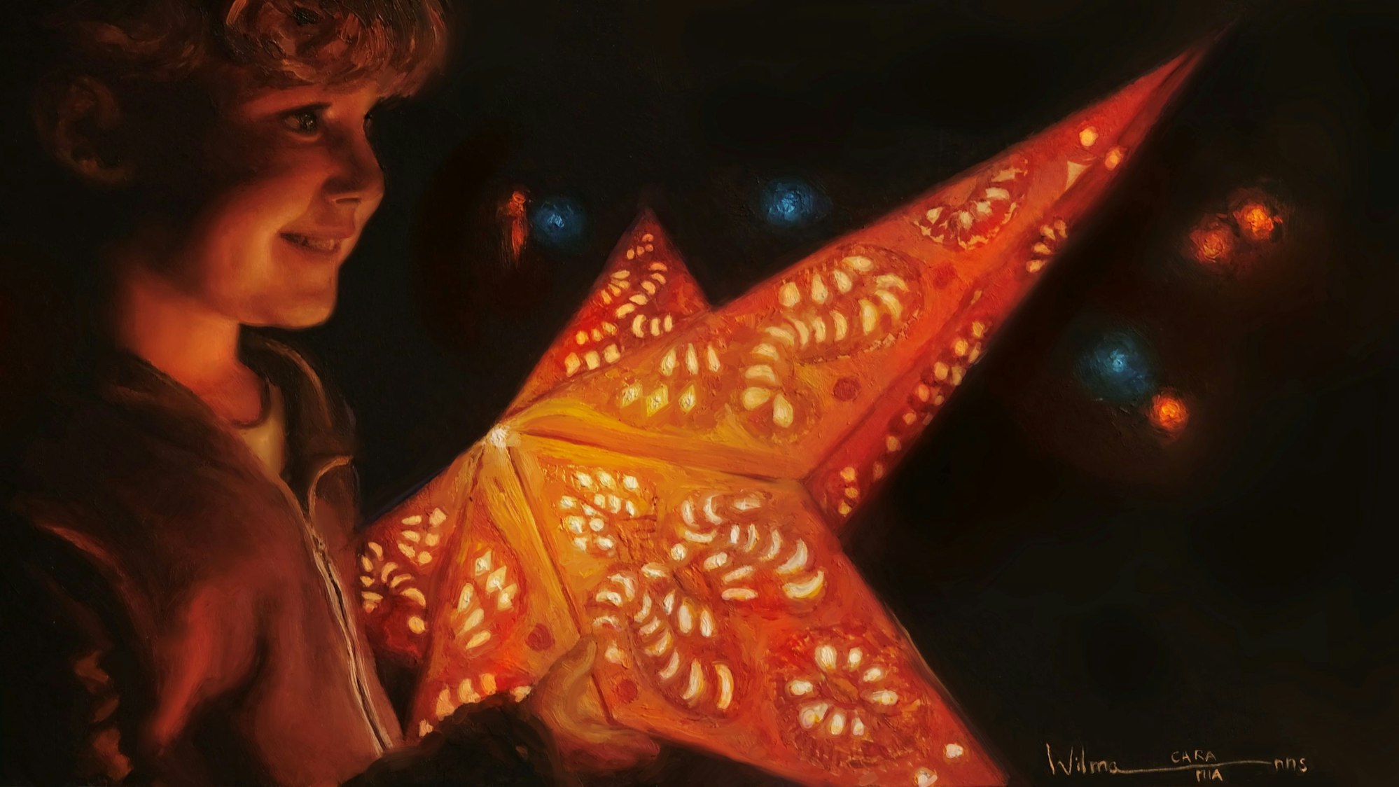 Das Motiv der Leichlinger Weihnachtskarte zeigt ein Mädchen mit einem leuchtenden Stern in den Händen.