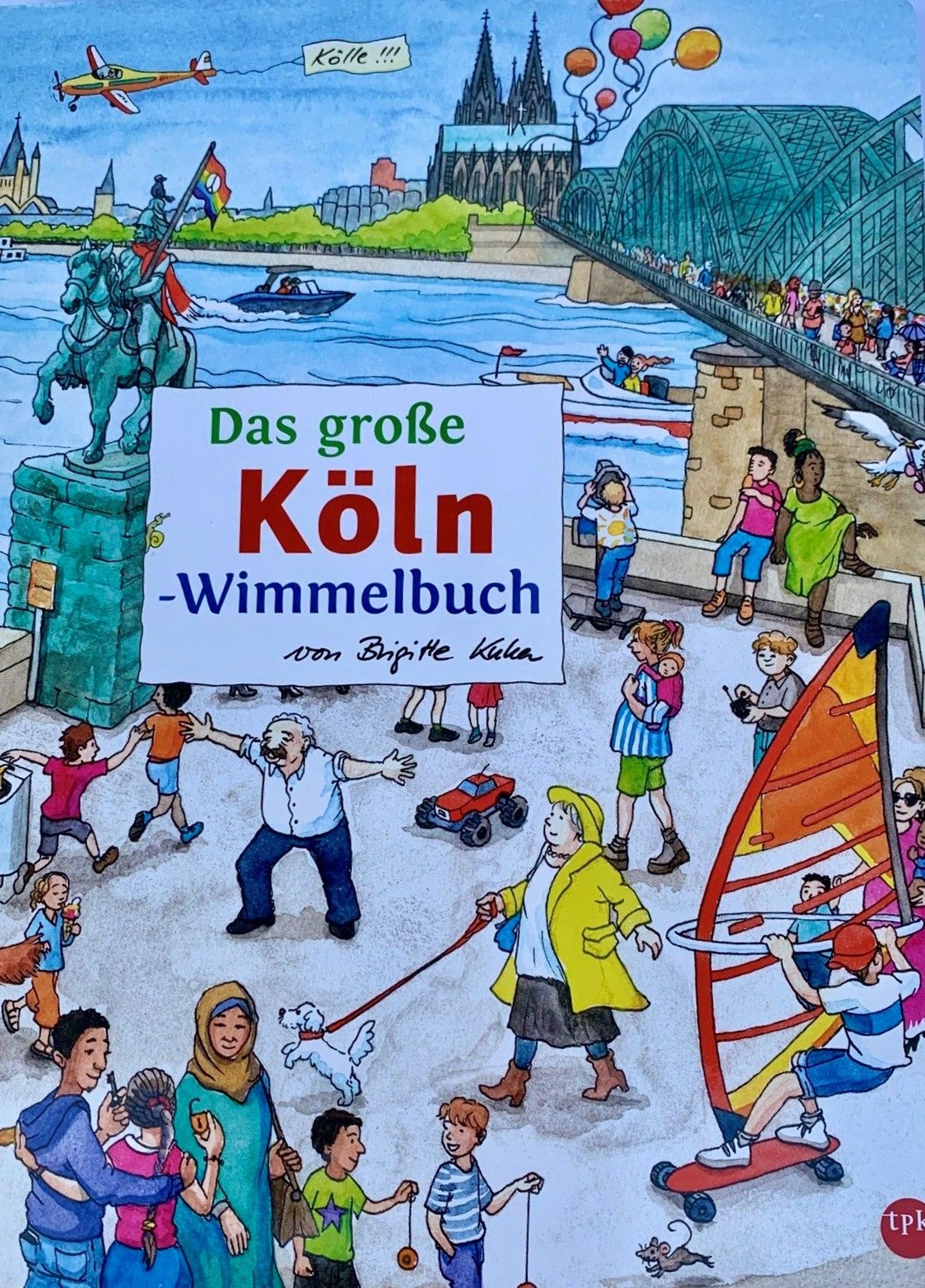 Das Bild zeigt das Cover von „Das große Köln-Wimmelbuch“ von Brigitte Kuka.
