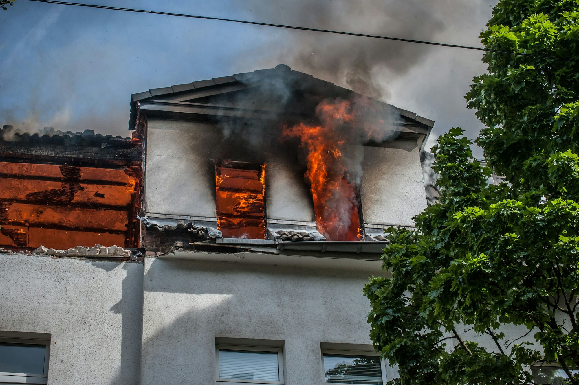 Ein Brandeinsatz in Opladen im Mait 2022