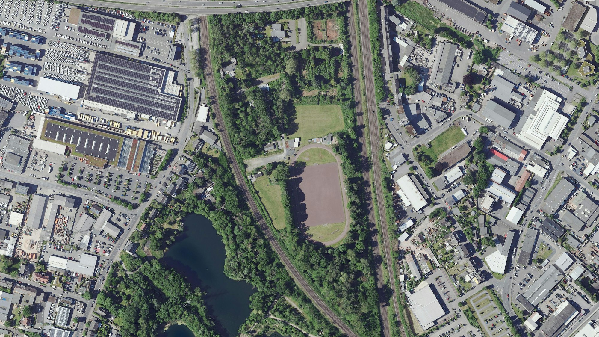 Luftaufnahme des Gleisdreiecks