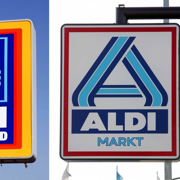 Die Bild-Kombo zeigt die Schilder von Aldi Süd und Aldi Nord. (Archivbild)