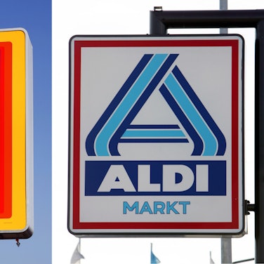 Die Bild-Kombo zeigt die Schilder von Aldi Süd und Aldi Nord. (Archivbild)
