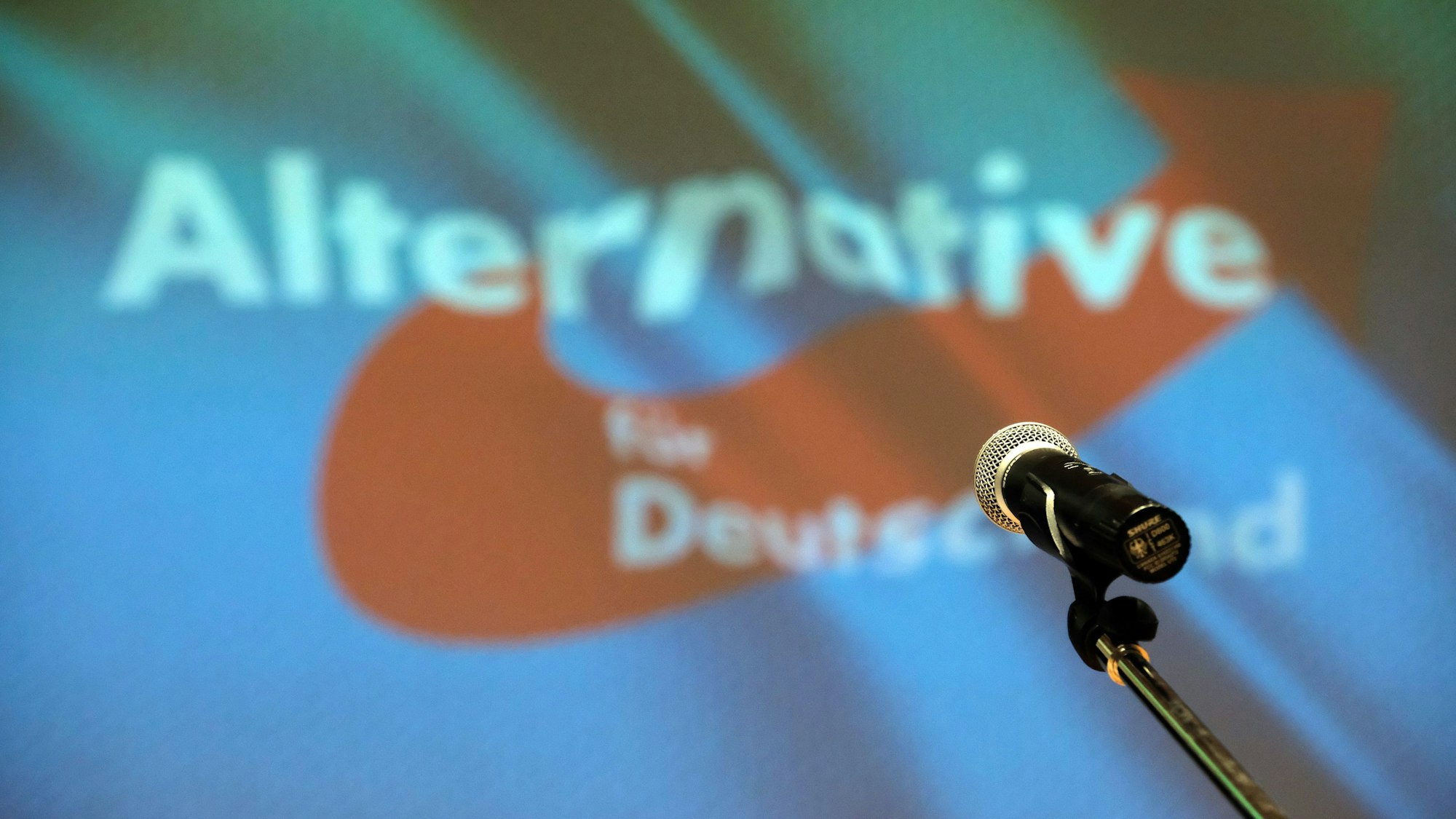 ARCHIV - 09.02.2019, Sachsen, Markneukirchen: Ein Mikrofon steht beim Die AfD liegt in einer Umfrage bundesweit vor den Grünen.