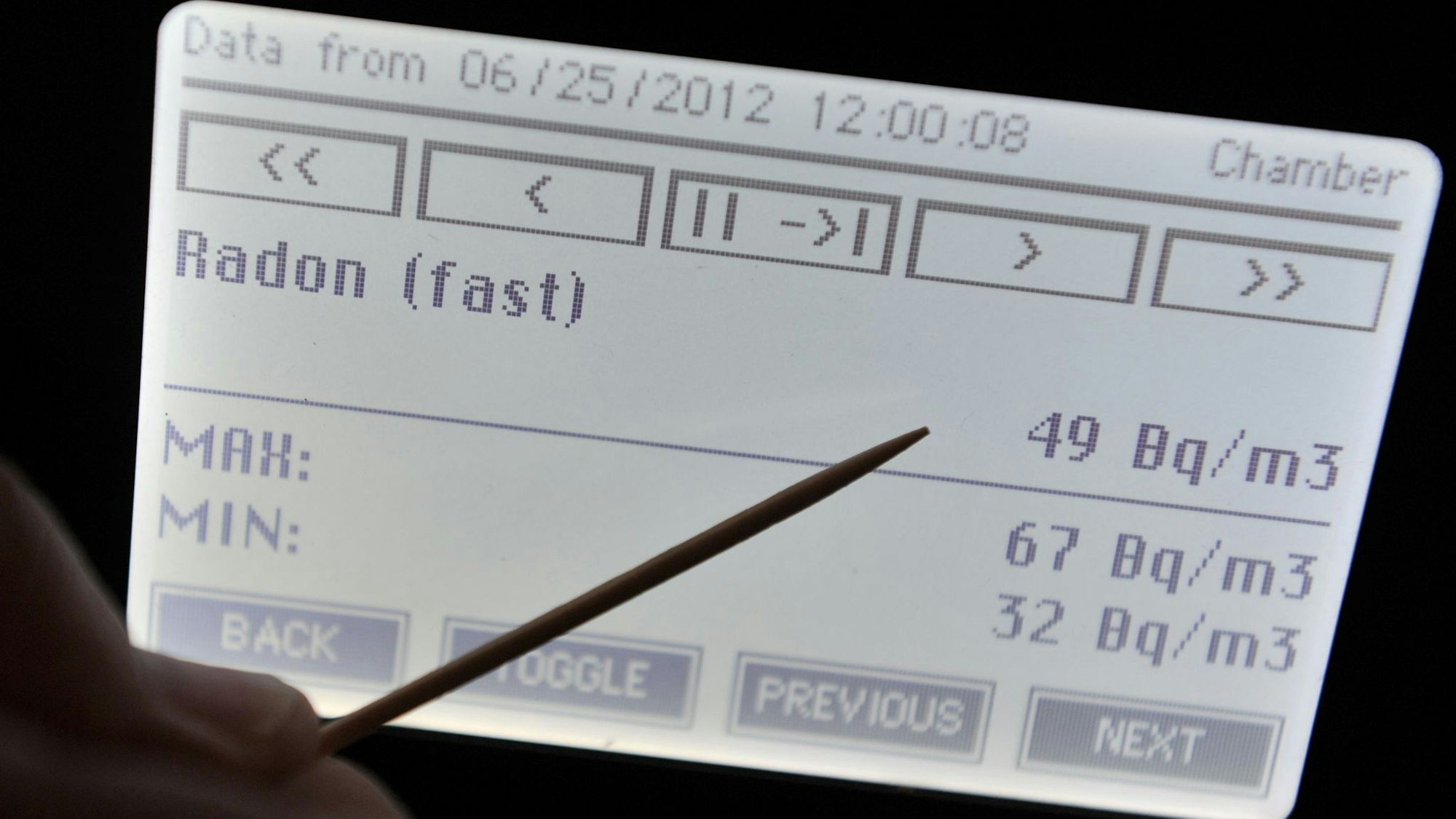 Das Display eines Radion-Messgerätes.