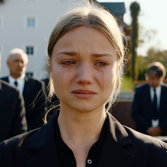 Julia Beautx steht als Vivi Klettmann in der Serie "Gestern waren wir noch Kinder" auf der Beerdigung ihrer Mutter.