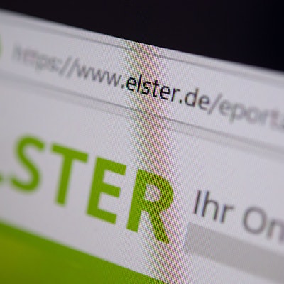 Ausschnitt eines Computerbildschirms mit der Webseite Elster.
