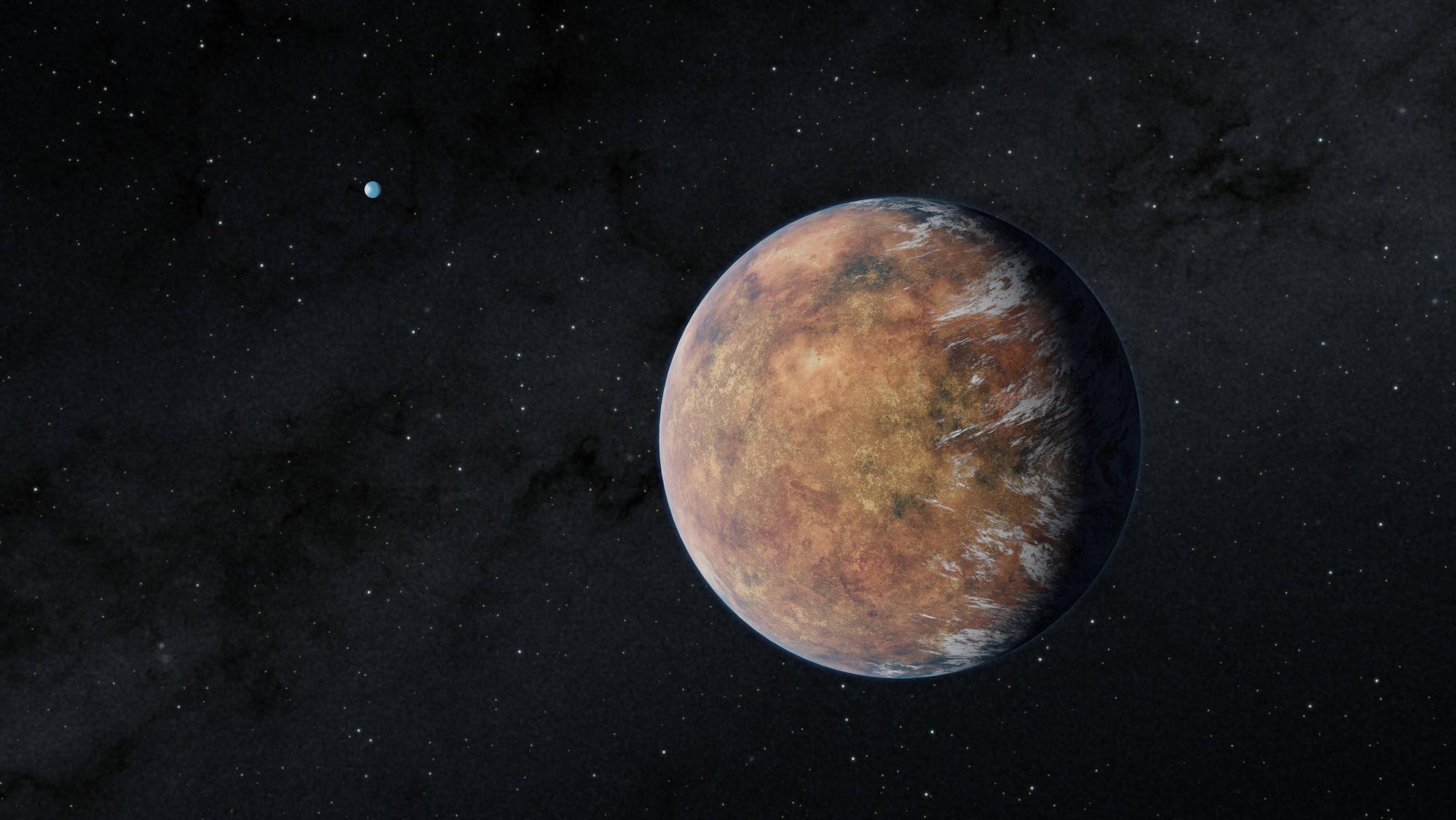 **VIDEO AVAILABLE: CONTACT INFOCOVERMG.COM TO RECEIVE** This image shows: Newly discovered Earth-size planet TOI 700 e orbits within the habitable zone of its star in this illustration. Its Earth-size sibling, TOI 700 d, can be seen in the distance. Using data from NASAs Transiting Exoplanet Survey Satellite, scientists have identified a new Earth-size world, called TOI 700 e, orbiting within the habitable zone of its star the range of distances where liquid water could occur on a planets surface. The world is remarkably similar to Earth - being 95 per cent of its size and likely rocky. Astronomers previously discovered three planets in this system, called TOI 700 b, c, and d. Planet d also orbits in the habitable zone. But sc PUBLICATIONxNOTxINxUKxFRA Copyright: xx 52332724