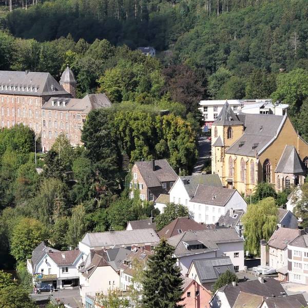 Das Schloss in Schleiden in der Eifel (links).