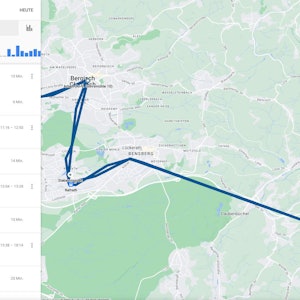 Auf einer Karte ist die Strecke eingezeichnet, die der Angeklagte zurückgelegt hat.