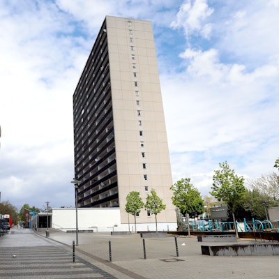 Blick auf Hochhäuser im Stadtteil Finkenberg