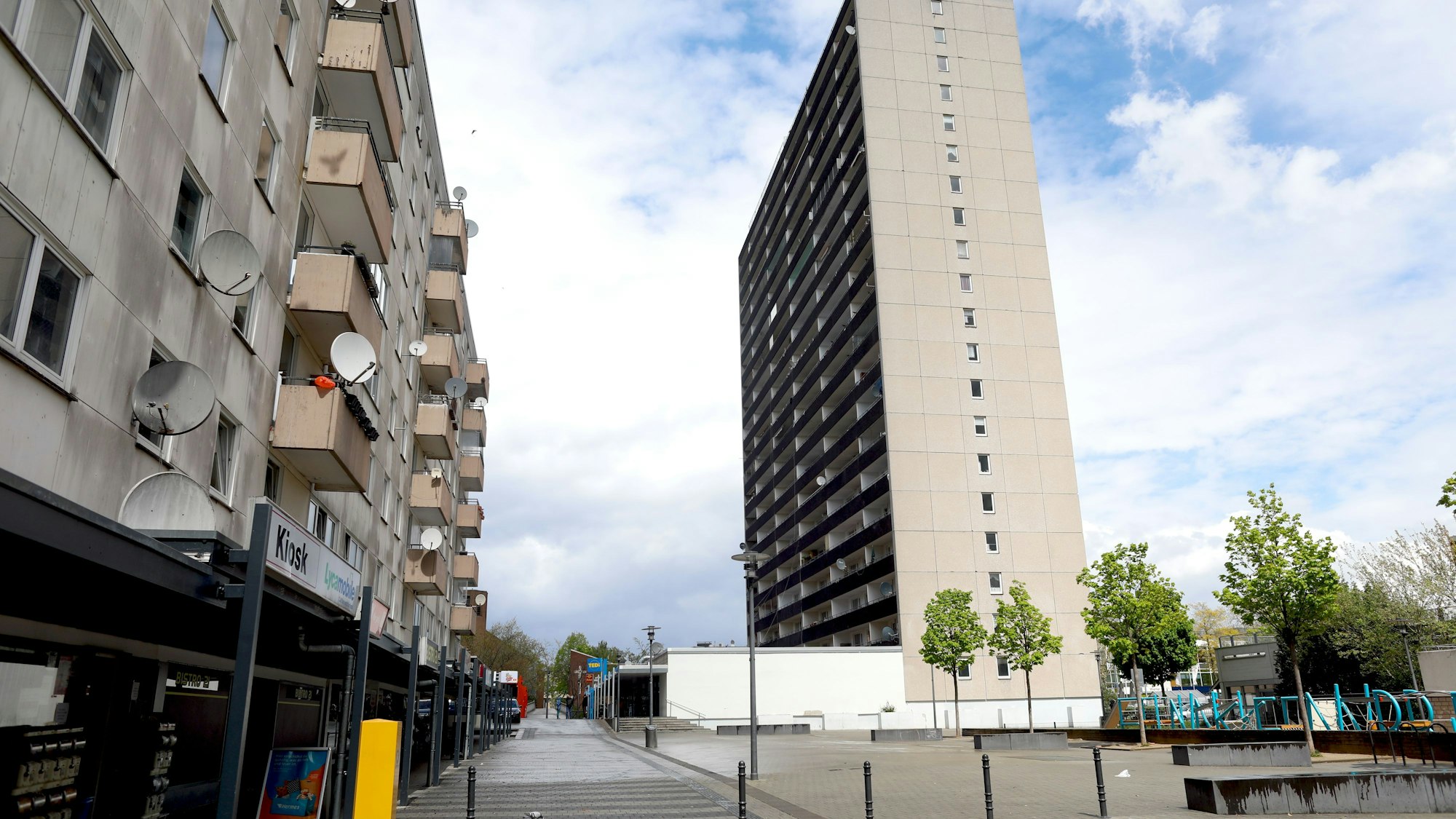 Blick auf Hochhäuser im Stadtteil Finkenberg