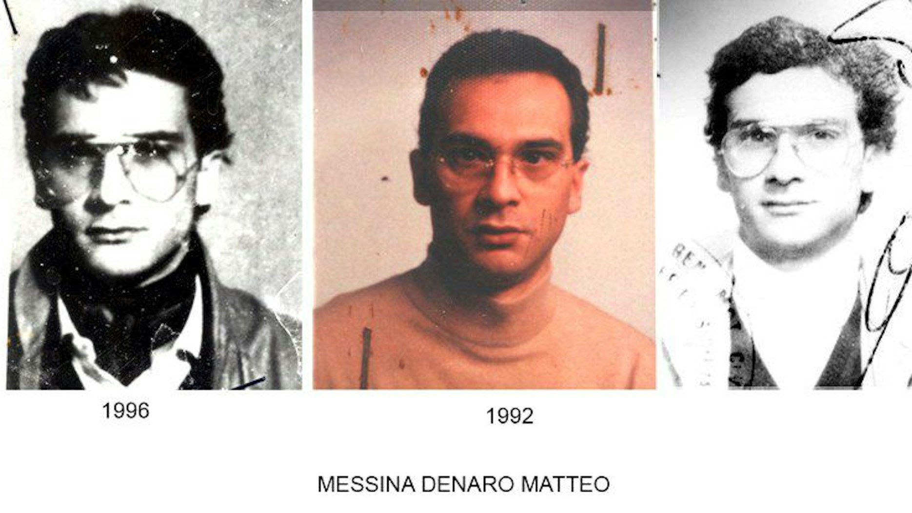Drei Fahndungsfotos des italienischen Mafiosios Matteo Messina Denaro. Er war 1993 untergetaucht.