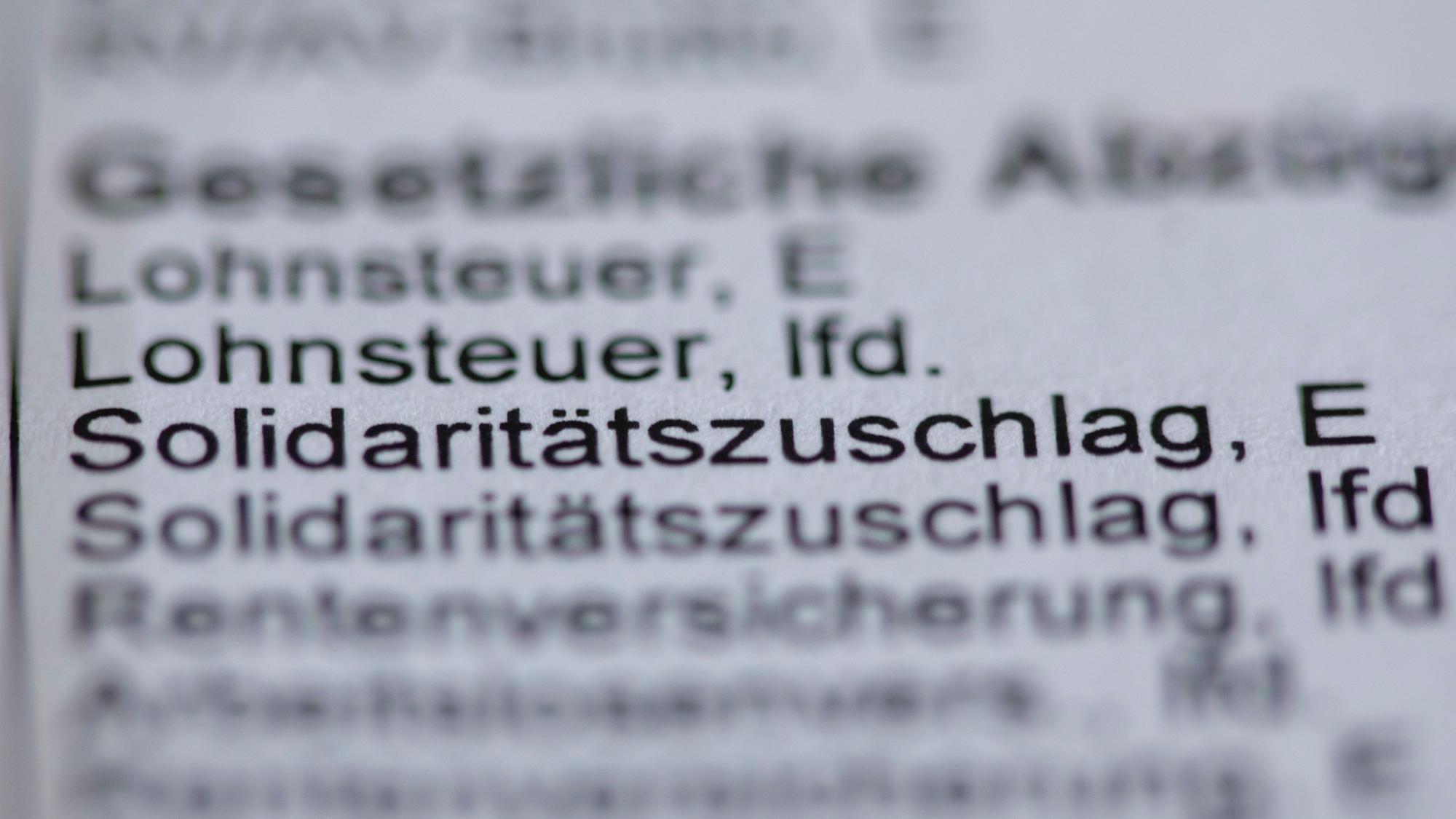 Auf einem Steuerbescheid wird der Posten Solidaritätszuschlag ausgewiesen